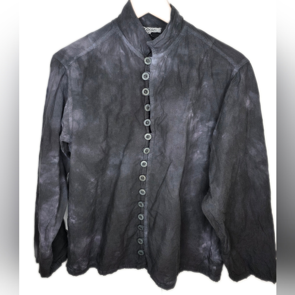 Romantic Black And Violet Blouse With Victorian Style Buttons Small